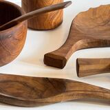 Set of vintage turned and carved wooden cups