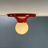 Castiglioni red metal "Light Ball" wall or ceiling lamp for Flos, Italy 1970s