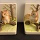 Pair of owl Japanese ceramic book greenhouses, 1980