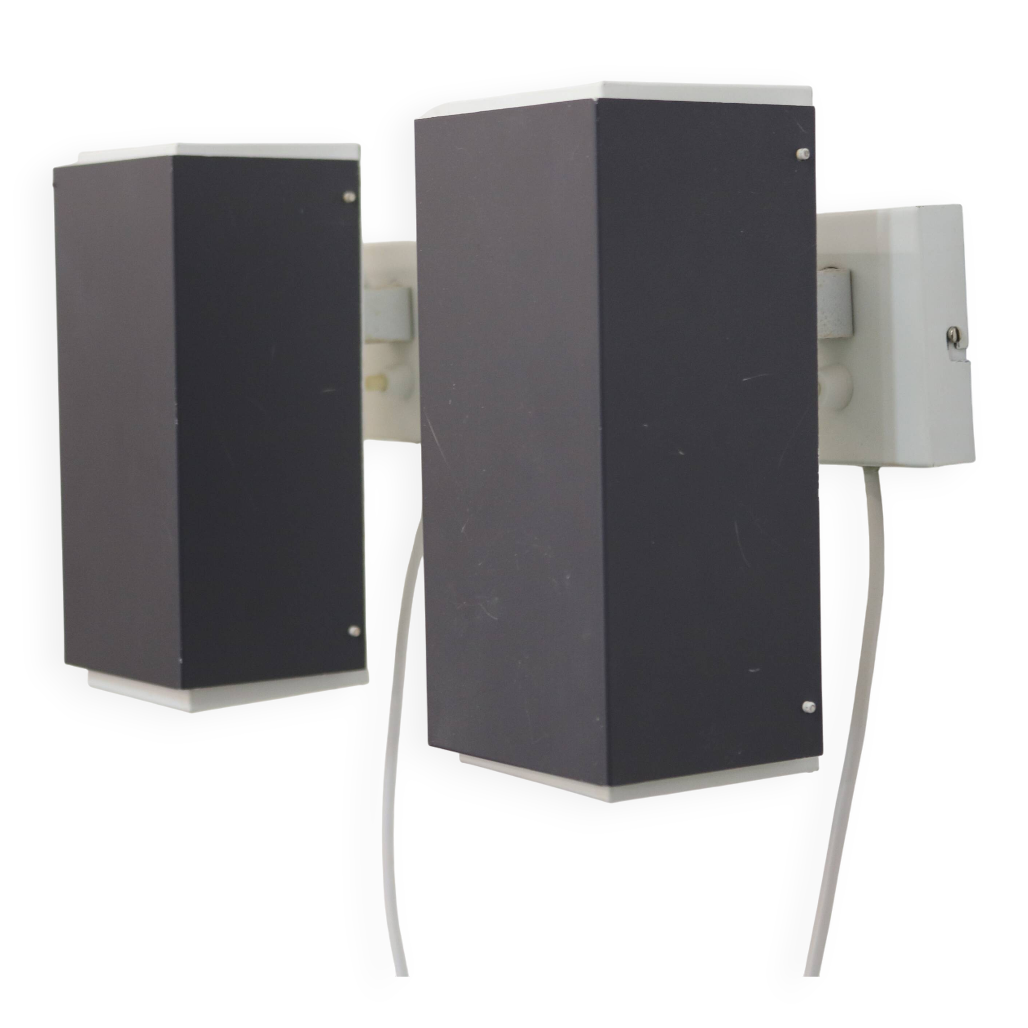 Pair of grey and white wall sconces by Preben Dahl for H. F. Belysning, 1960s