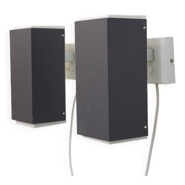 Pair of grey and white wall sconces by Preben Dahl for H. F. Belysning, 1960s