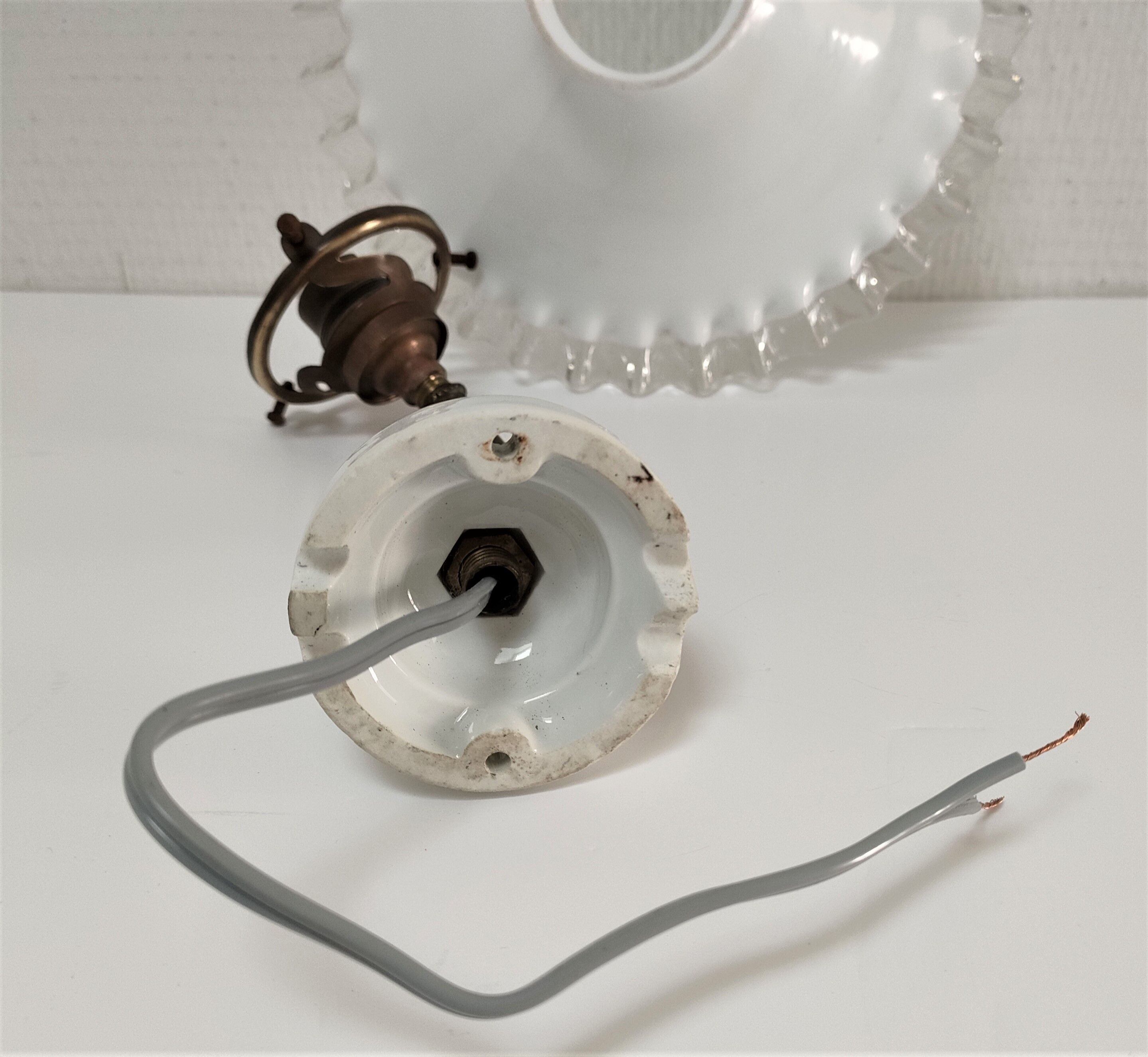 Opaline porcelain brass wall lamp early twentieth century