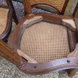 Set of 8 Louis XVI style convertible chairs, canned, racket backrest