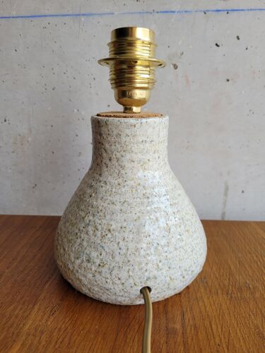 Pied de lampe en céramique blanche mouchetée vintage