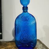 XXL cobalt blue bottle with embossed bird