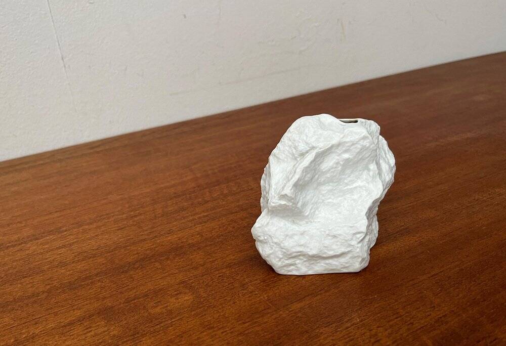 Vintage white porcelain rock vase from KPM Royal Porcelain, 1970s.