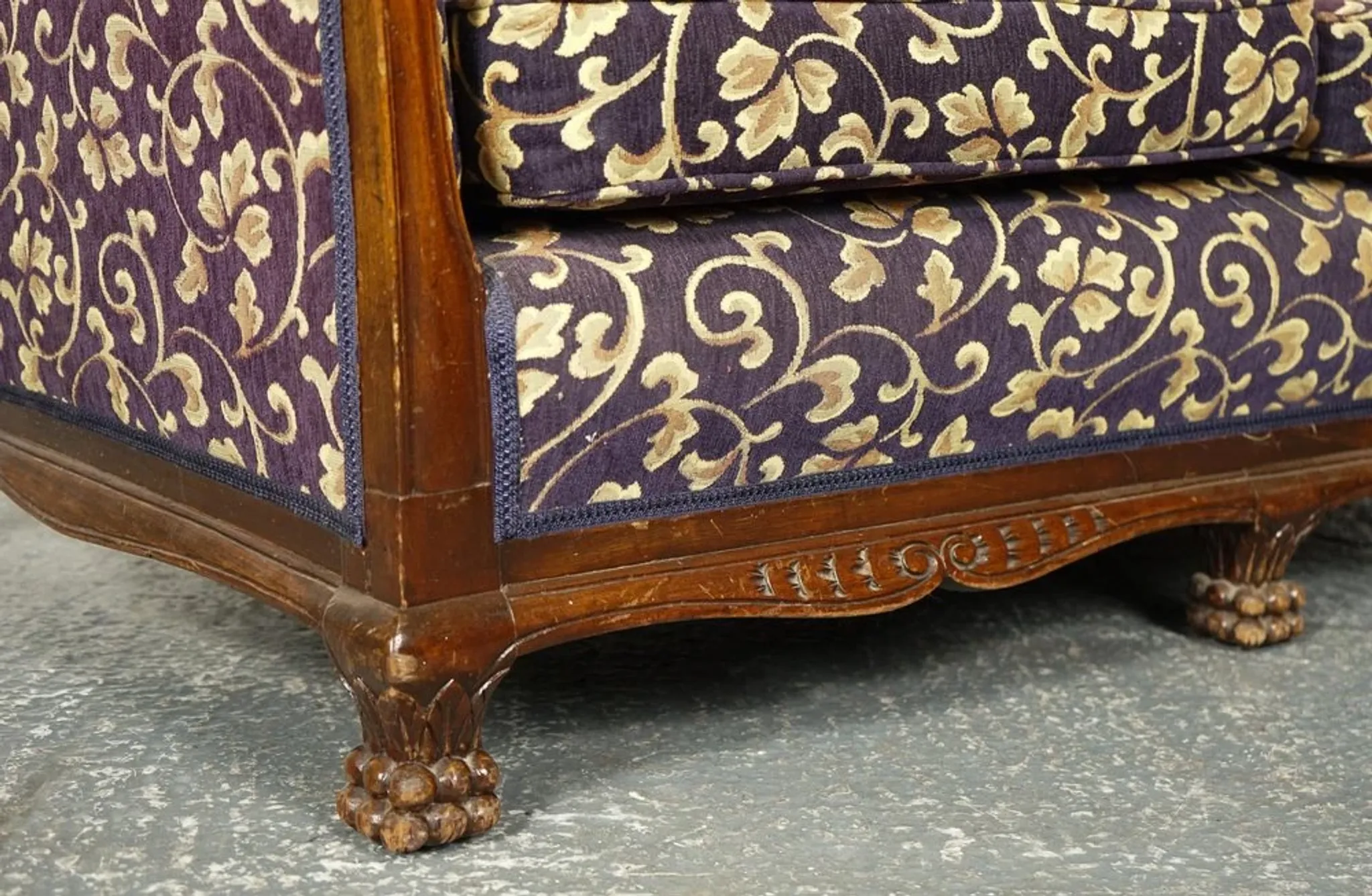 Victorian Fabric Sofa and Armchairs, Set of 3