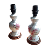 Pair of floral pattern bedside lamps