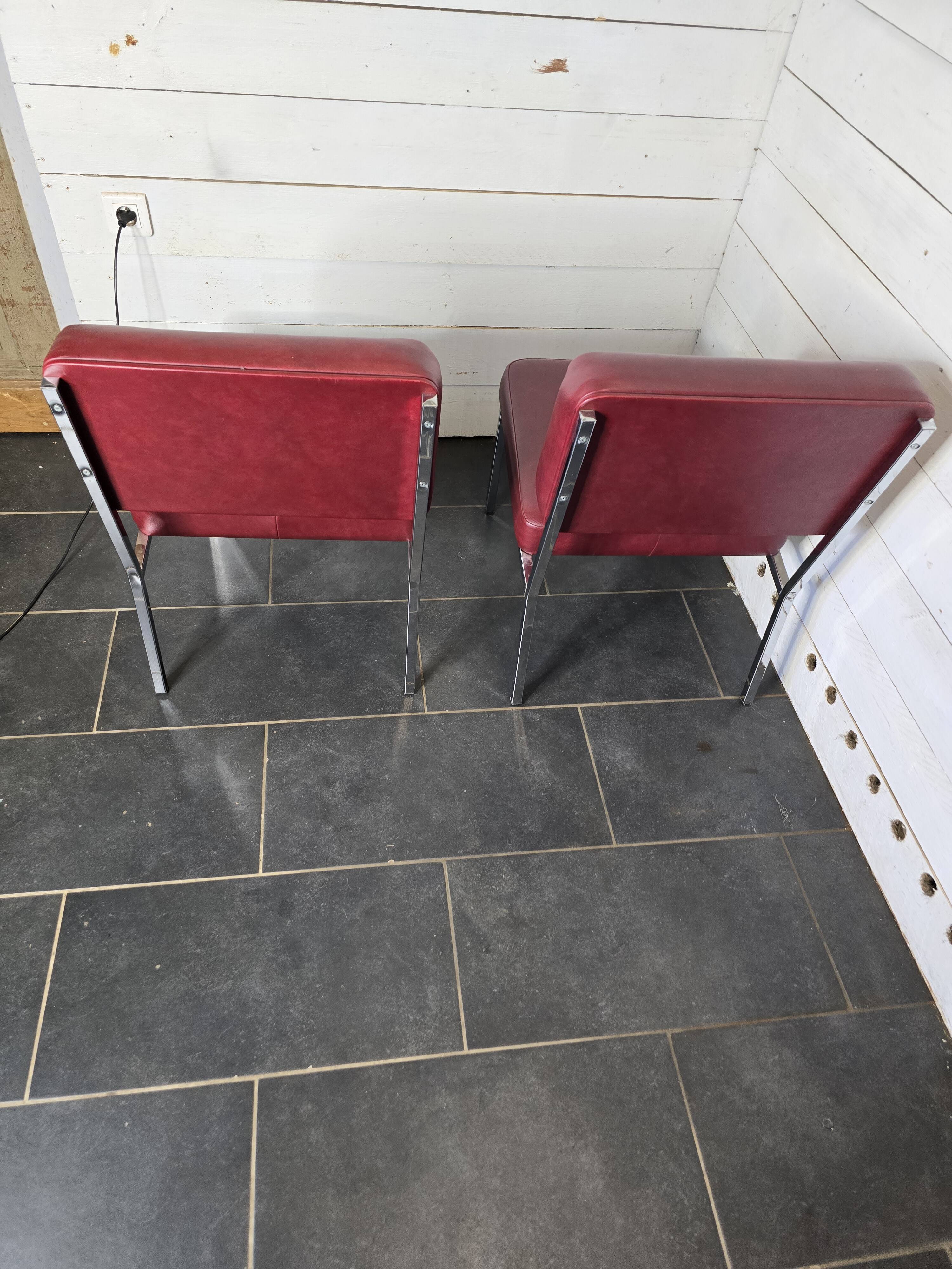 Pair of chrome footed armchairs from the 60s