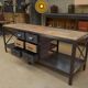 Industrial sideboard from metal and wood factory 1950