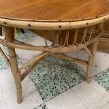 Old round rattan coffee table