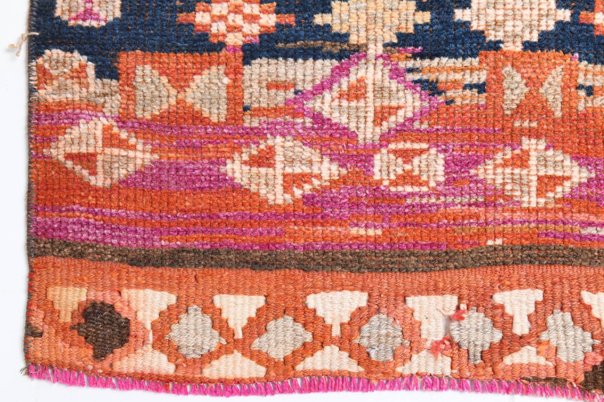 Brown & Pink Tribal Vintage Runner Rug, 83x294Cm