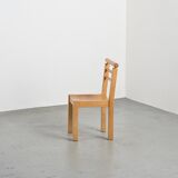Solid beech chairs with log backs, French work, 1980