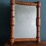 Turned wooden frame mirror 19.5 x 14