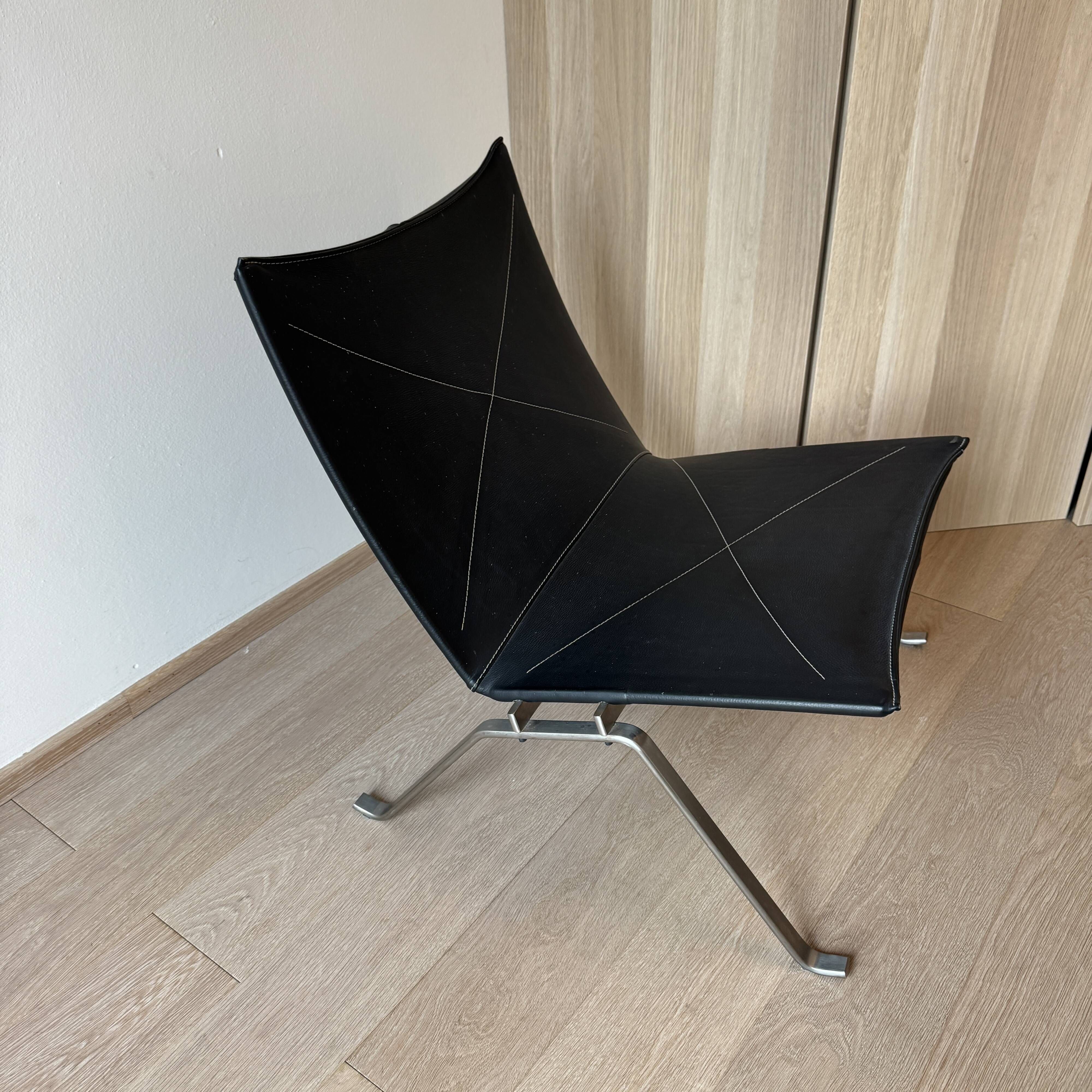 PK22 Lounge Chair by Poul Kjærholm for Fritz Hansen, Black Leather, 2007