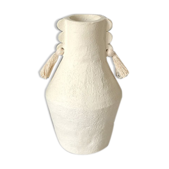Vase totem pompons blanc - Cassandre Bouilly