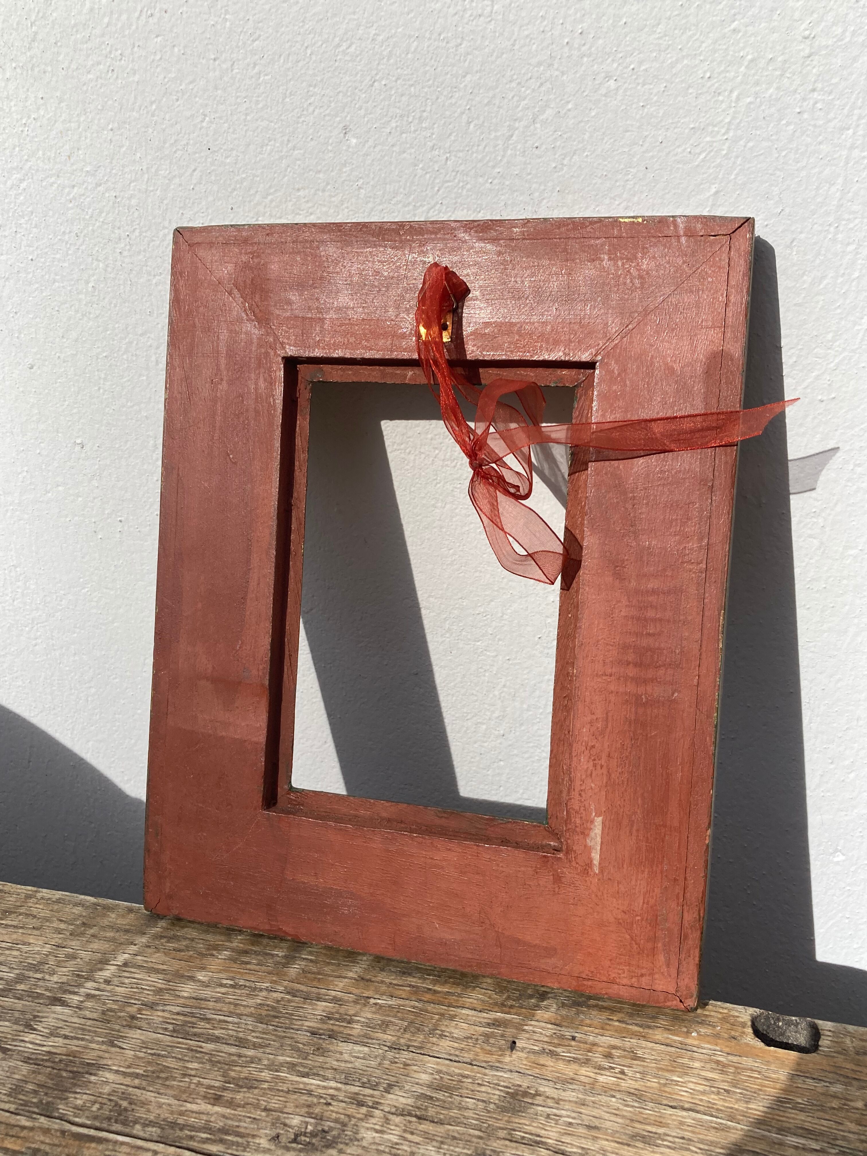 Hand-painted wooden frame with fruit decoration