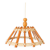 Scandinavian pendant light in wood and rope, 1960