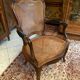 Solid walnut office chair seat and backrest caned Louis XV style