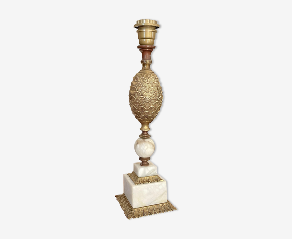 Pied de lampe marbre et laiton
