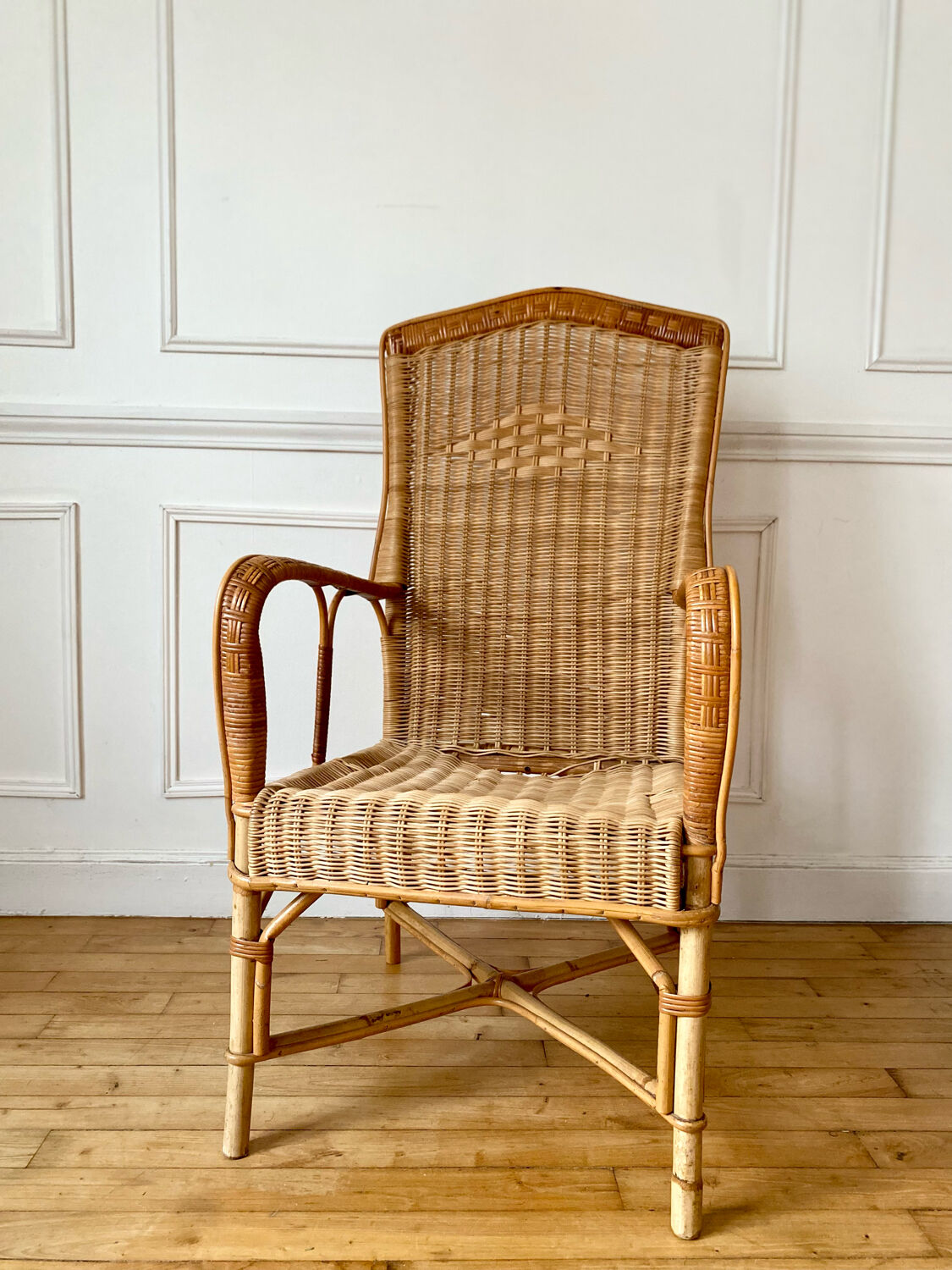 Vintage adult rattan armchair