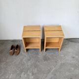 Pair of pine stools or bedside tables, mountain furniture, 1950s