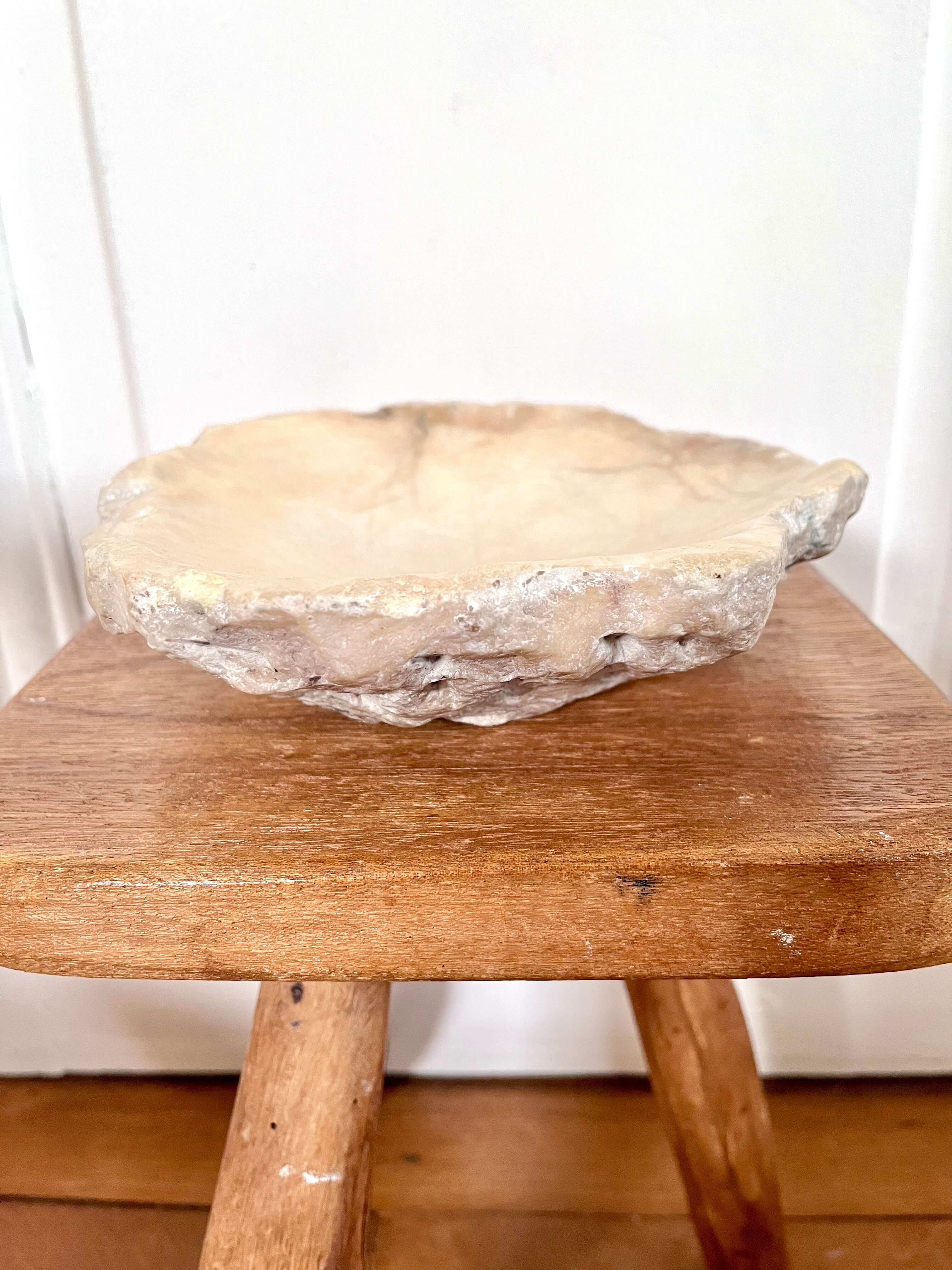 Large ashtray dish made of marbled alabaster.