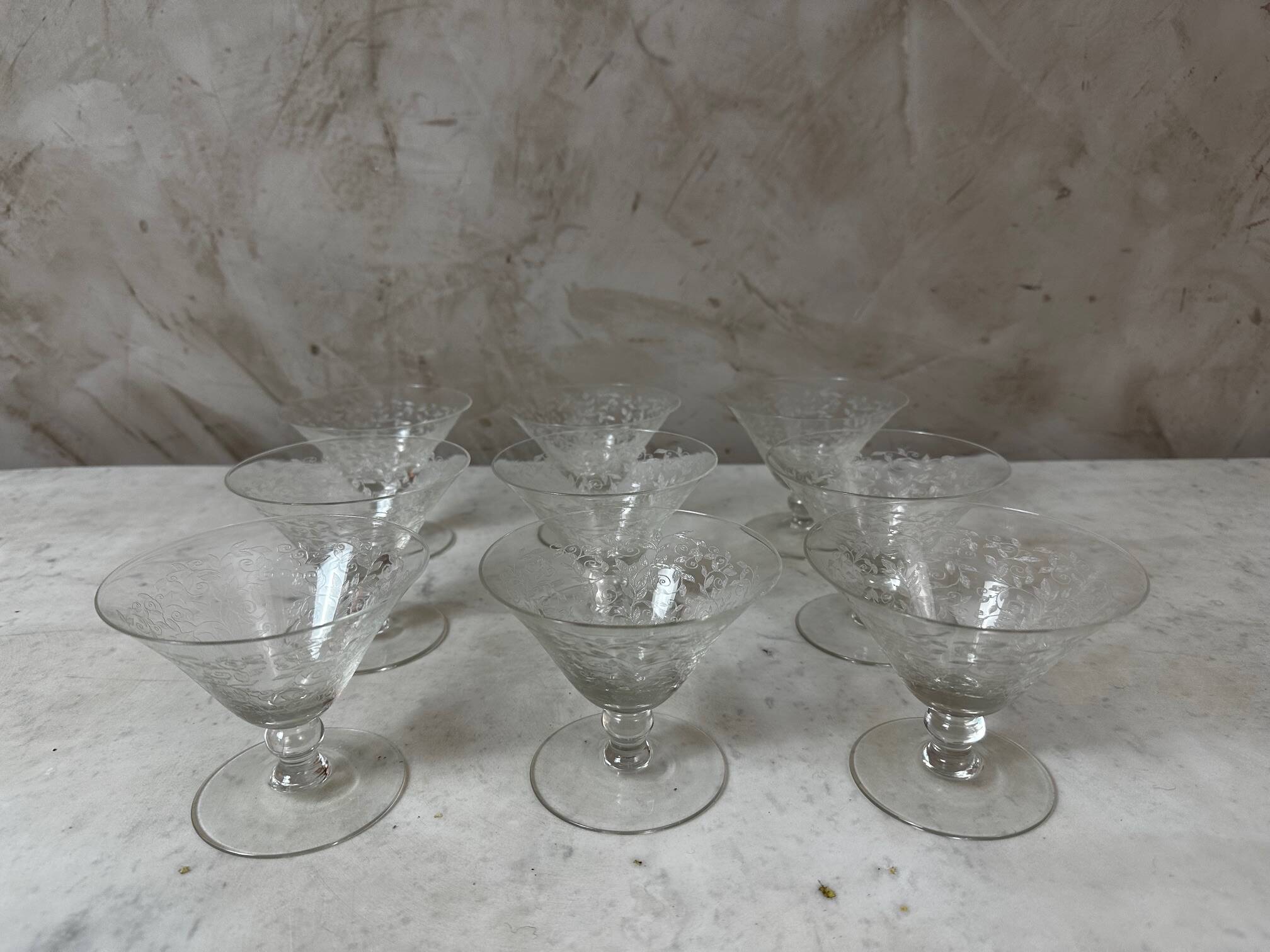 A lot of crystal glasses