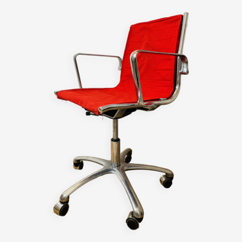 Office armchair in Aluminum and red fabric Brand Luxy 1976