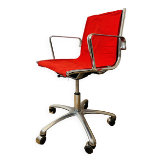 Office armchair in Aluminum and red fabric Brand Luxy 1976
