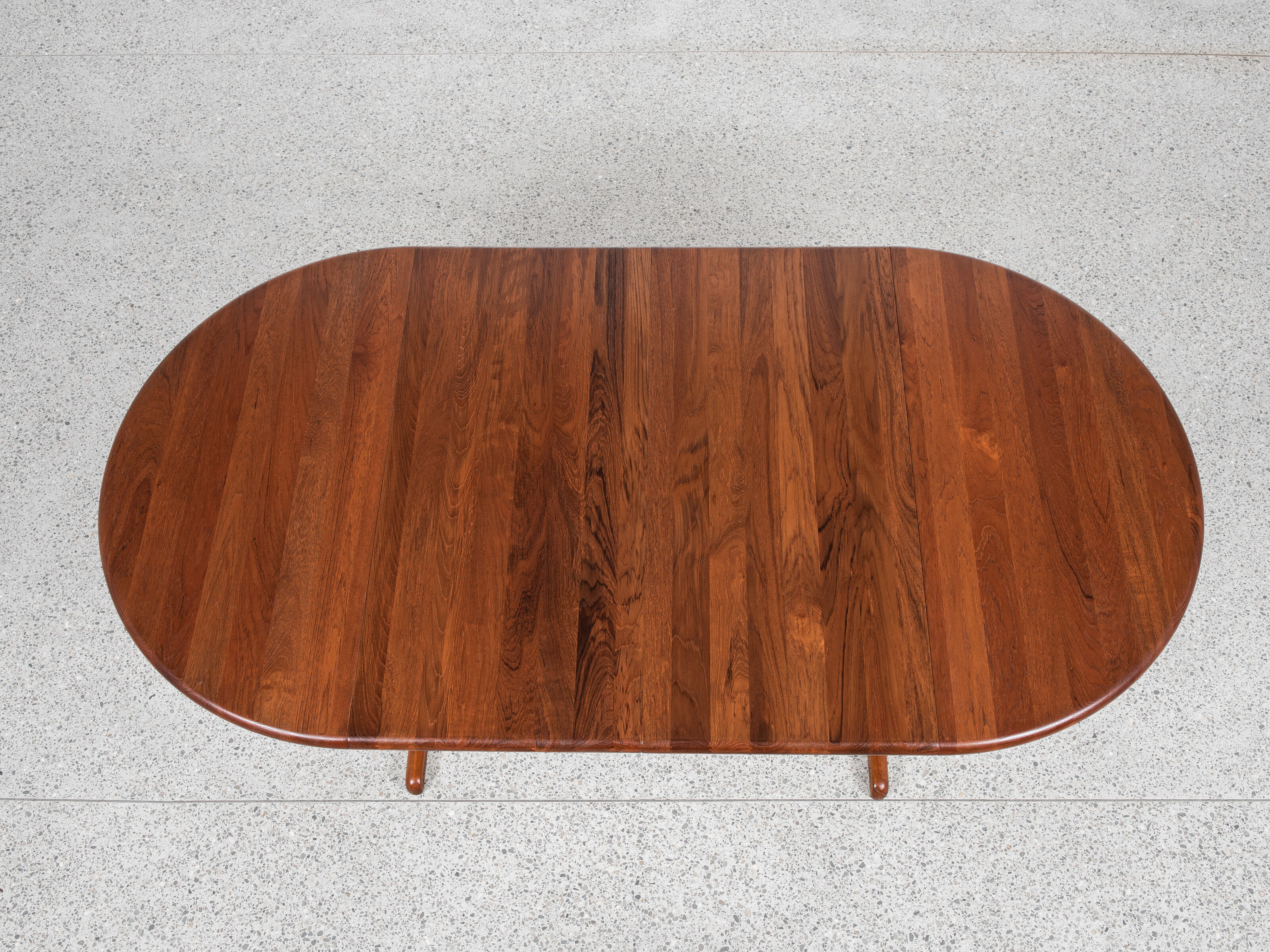 Midcentury Danish round teak dining table with 2 extensions 1960s