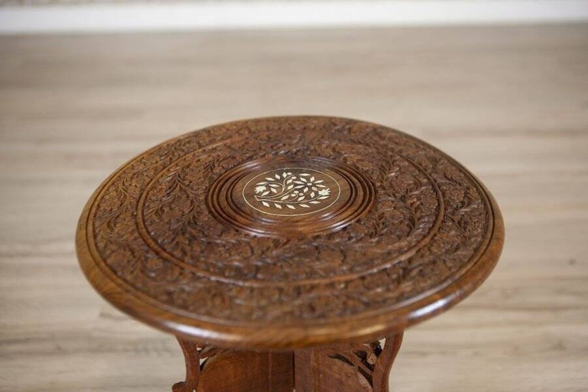 Small Early 20th Century Inlaid Side Table, 1950s
