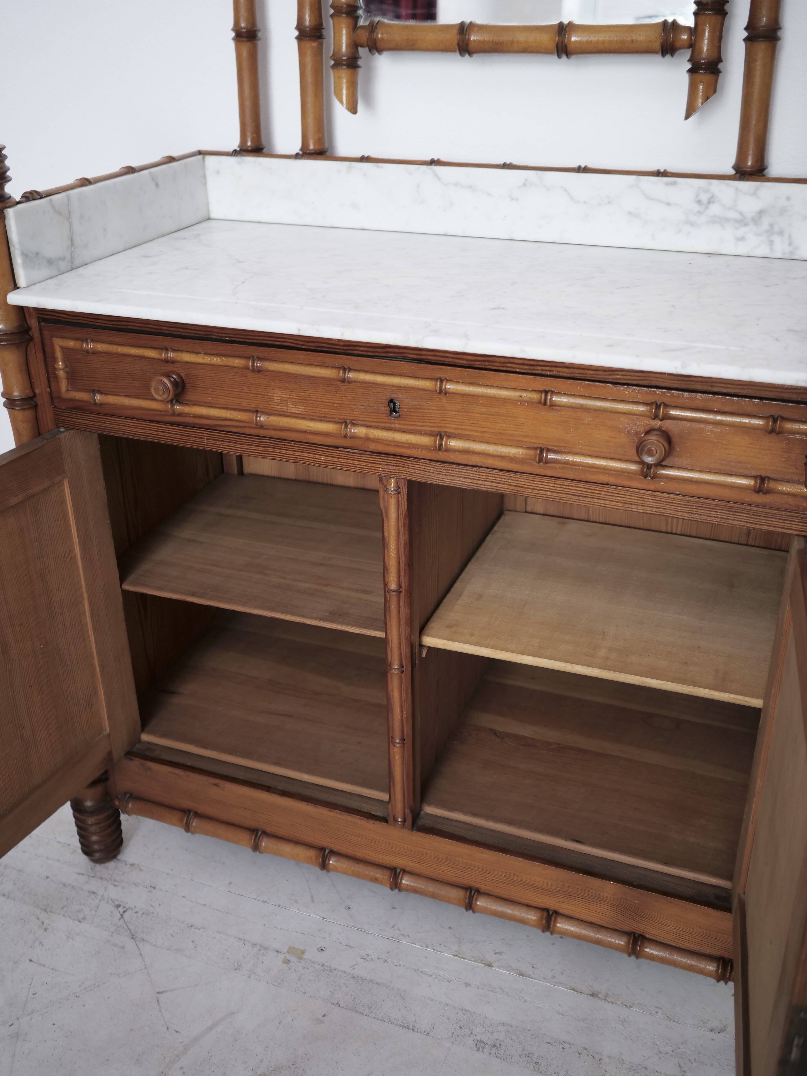 Late 19th century faux bamboo chest of drawers in pine