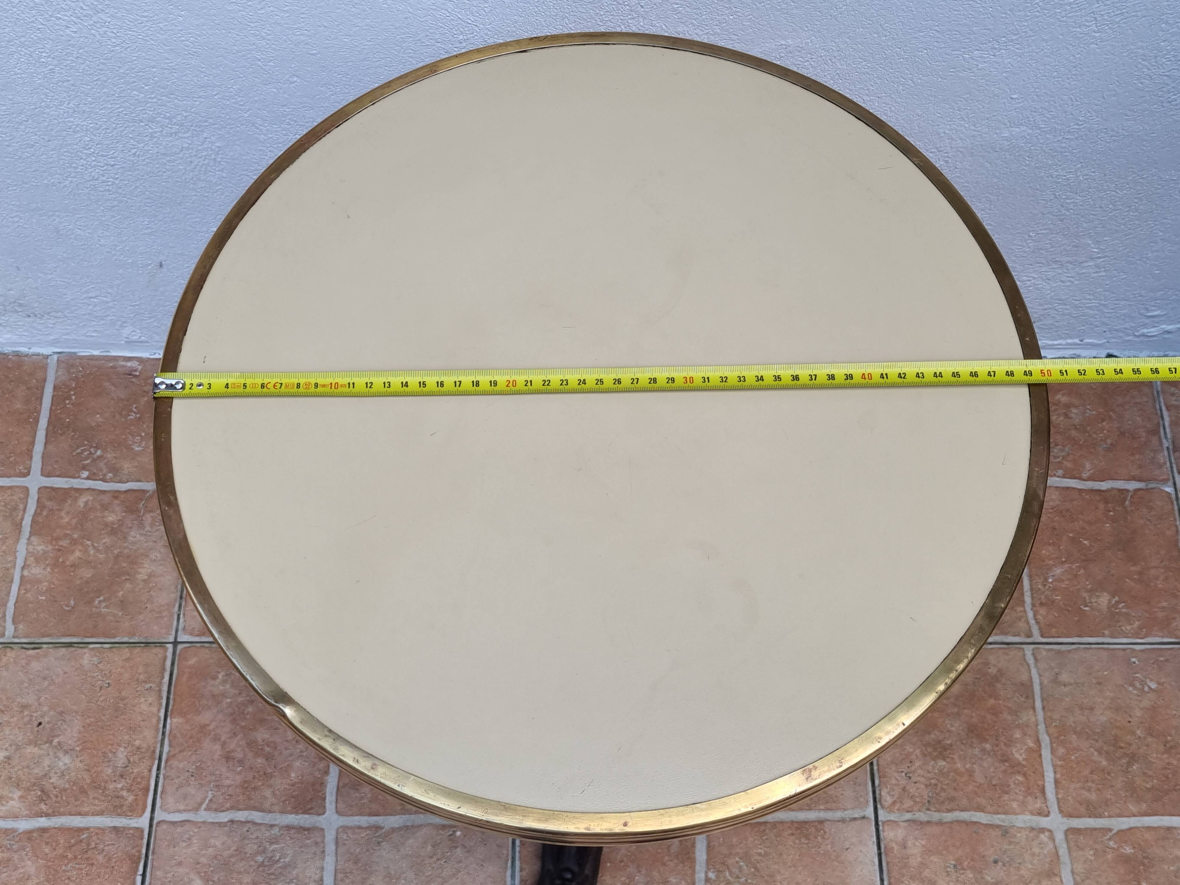 Antique 50s tripod bistro table, cream, 74 cm