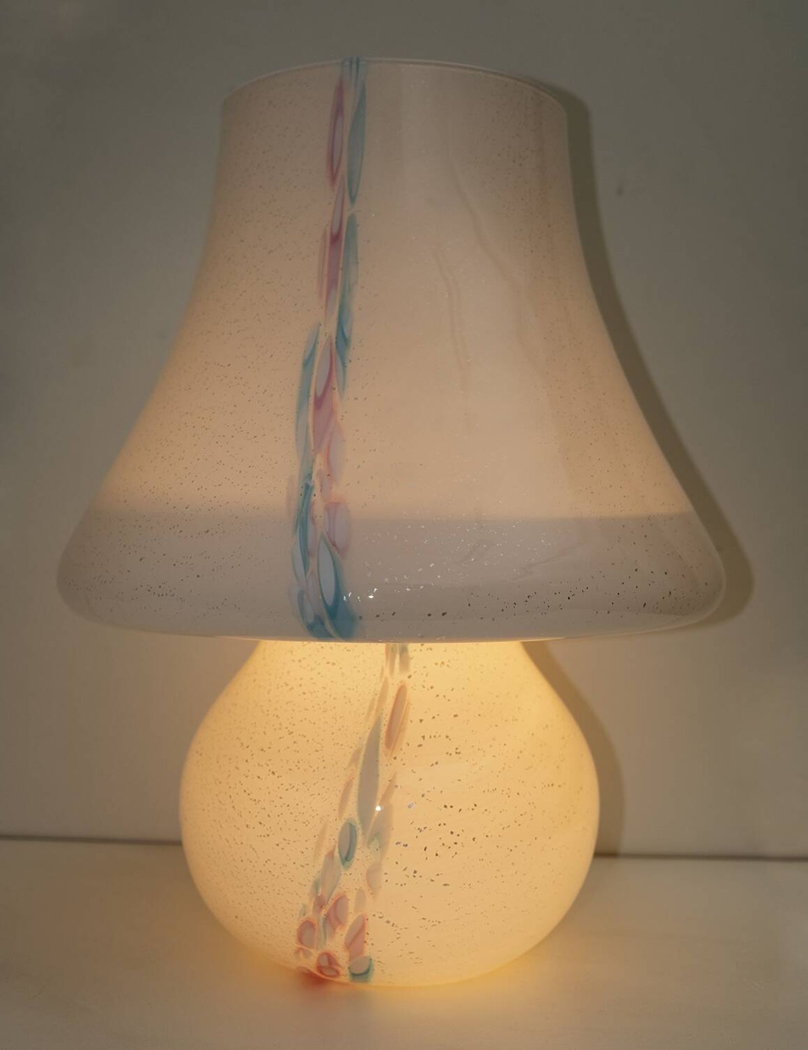 Venini Style Modern Italian Murano Glass Mushroom Table Lamp, 1980s