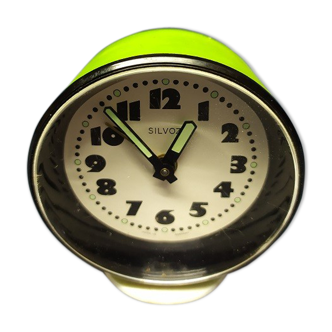 Ancient green Silvoz mechanical alarm clock