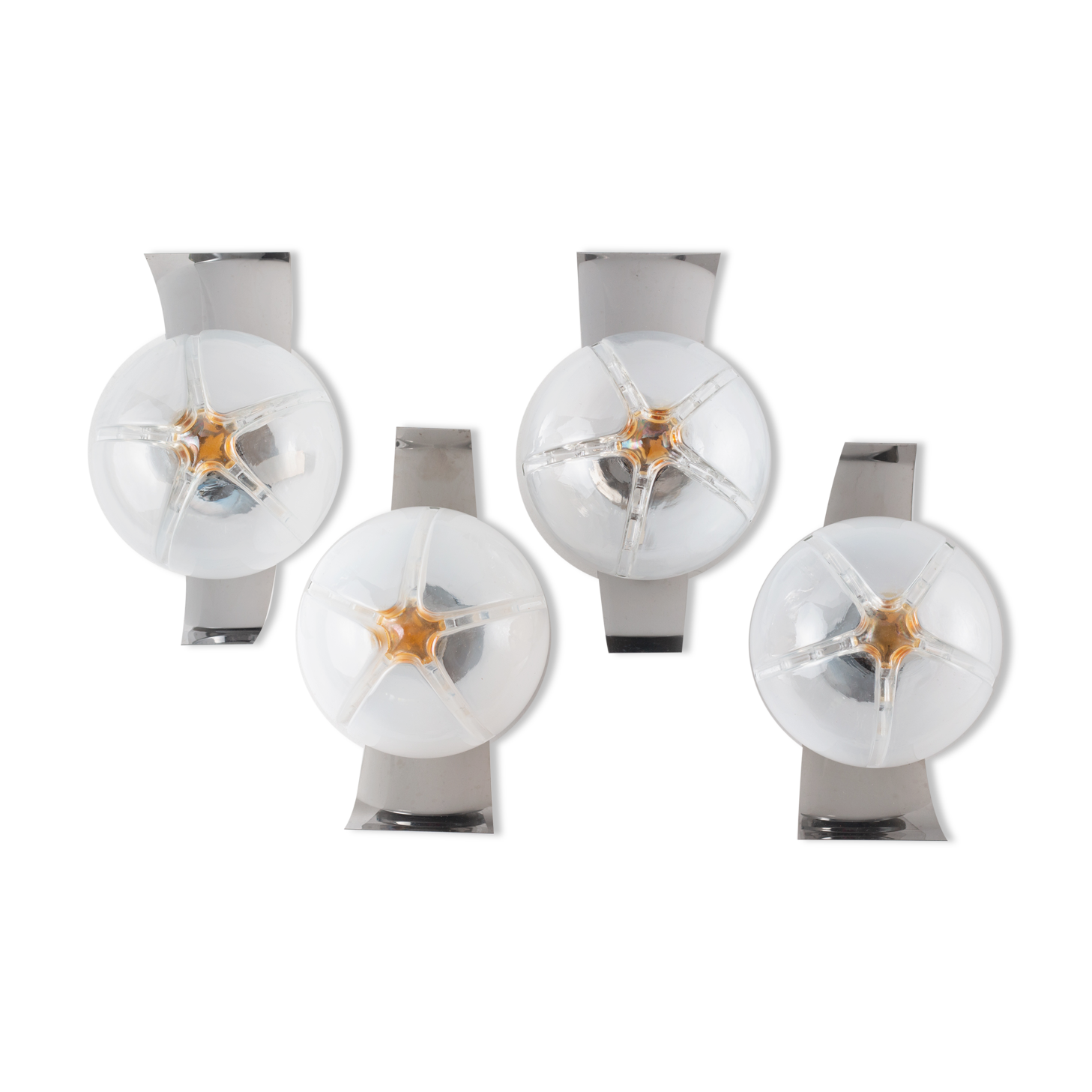 4 Mazzega Murano wall lamps vintage 1960s