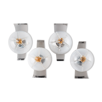 4 Mazzega Murano wall lamps vintage 1960s