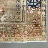 Distressed Turkish Rug 122x79 cm Vintage Shabby, Wool Tribal Blue, Beige Small