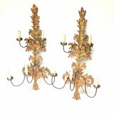 Large pair of painted metal wall lights, 1970s Italy.