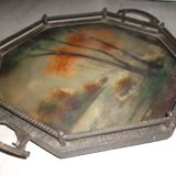 Art Deco hammered iron plateau or centrepiece table signed Germonde.