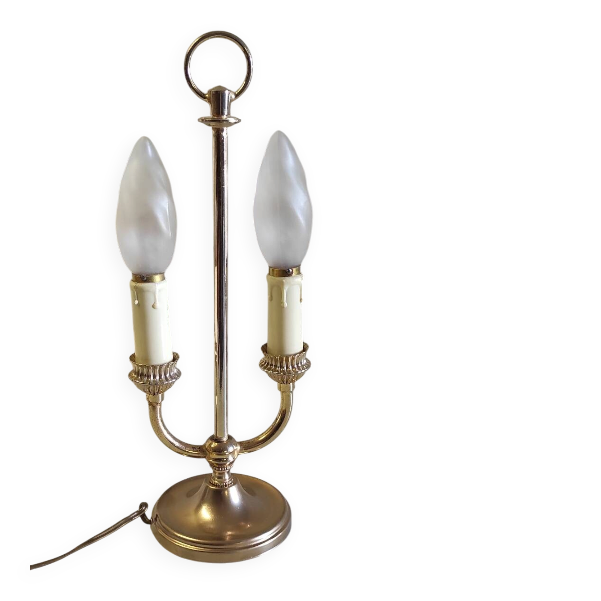 Two-bulb bouillotte lamp in brass and gilded metal - mid 20th century