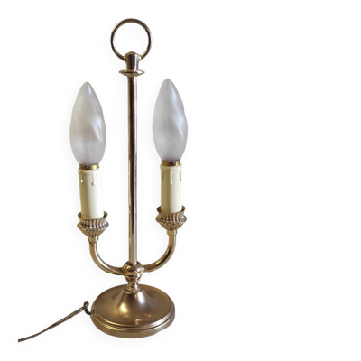Lampe bouillotte 2 feux en laiton et métal doré - mid. XXeme