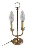Two-bulb bouillotte lamp in brass and gilded metal - mid 20th century