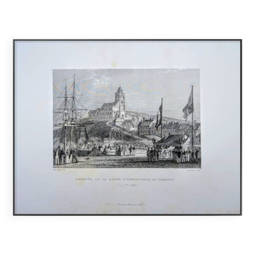 Vintage engraving of Le Tréport, Normandy. Printed in 1844.