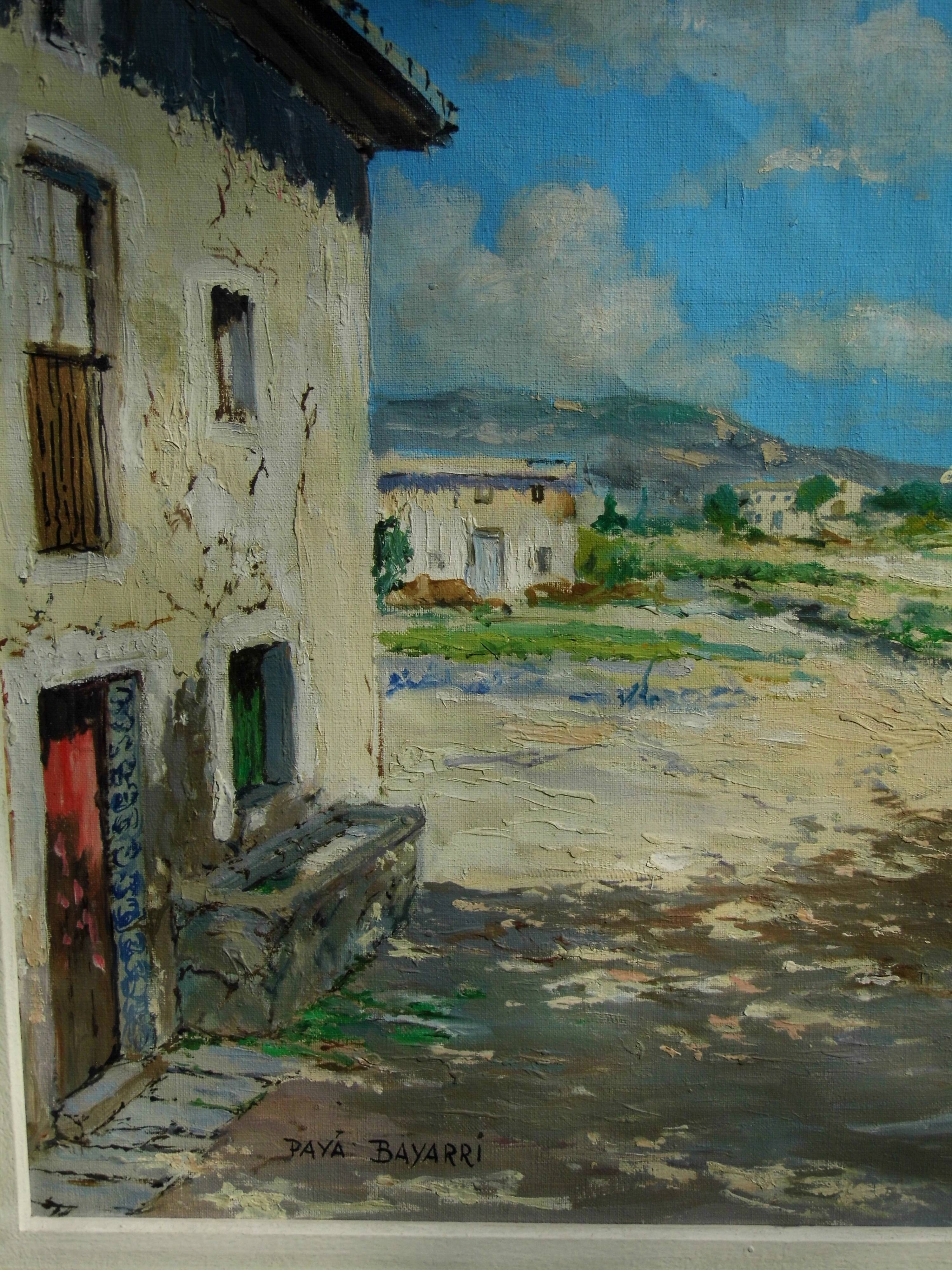 Painting "farm with olive trees in the mountains" signed Baya Bayarri
