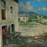 Painting "farm with olive trees in the mountains" signed Baya Bayarri