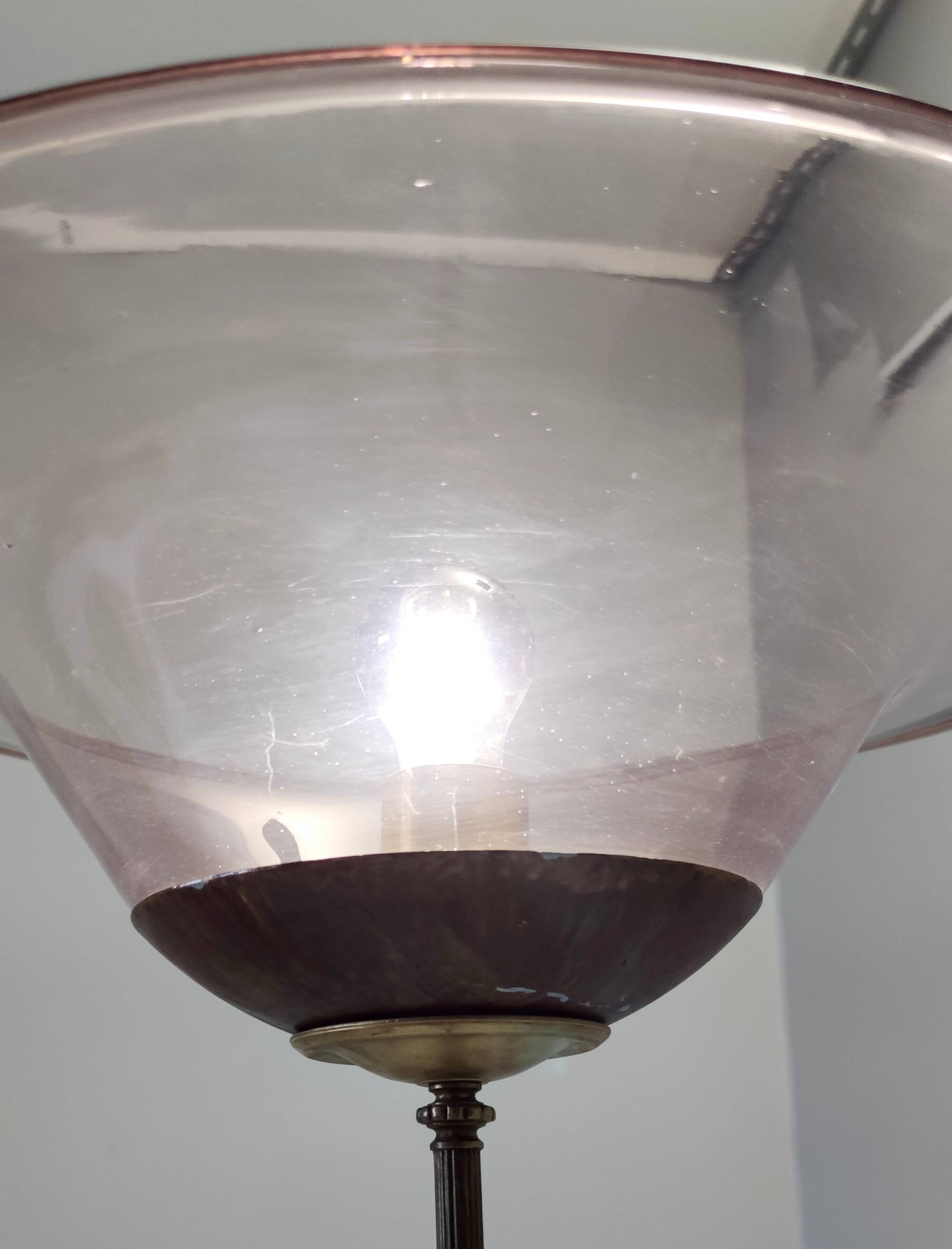 Brass Telescopic Floor Lamp with Red Travertine Marble Tops, Italy