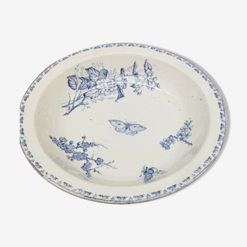 Flat round hollow earthenware Sarreguemines model Carmen Papillon