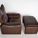 Maralunga armchair in leather & Ottoman by Vico Magistretti for Cassina 1970 s